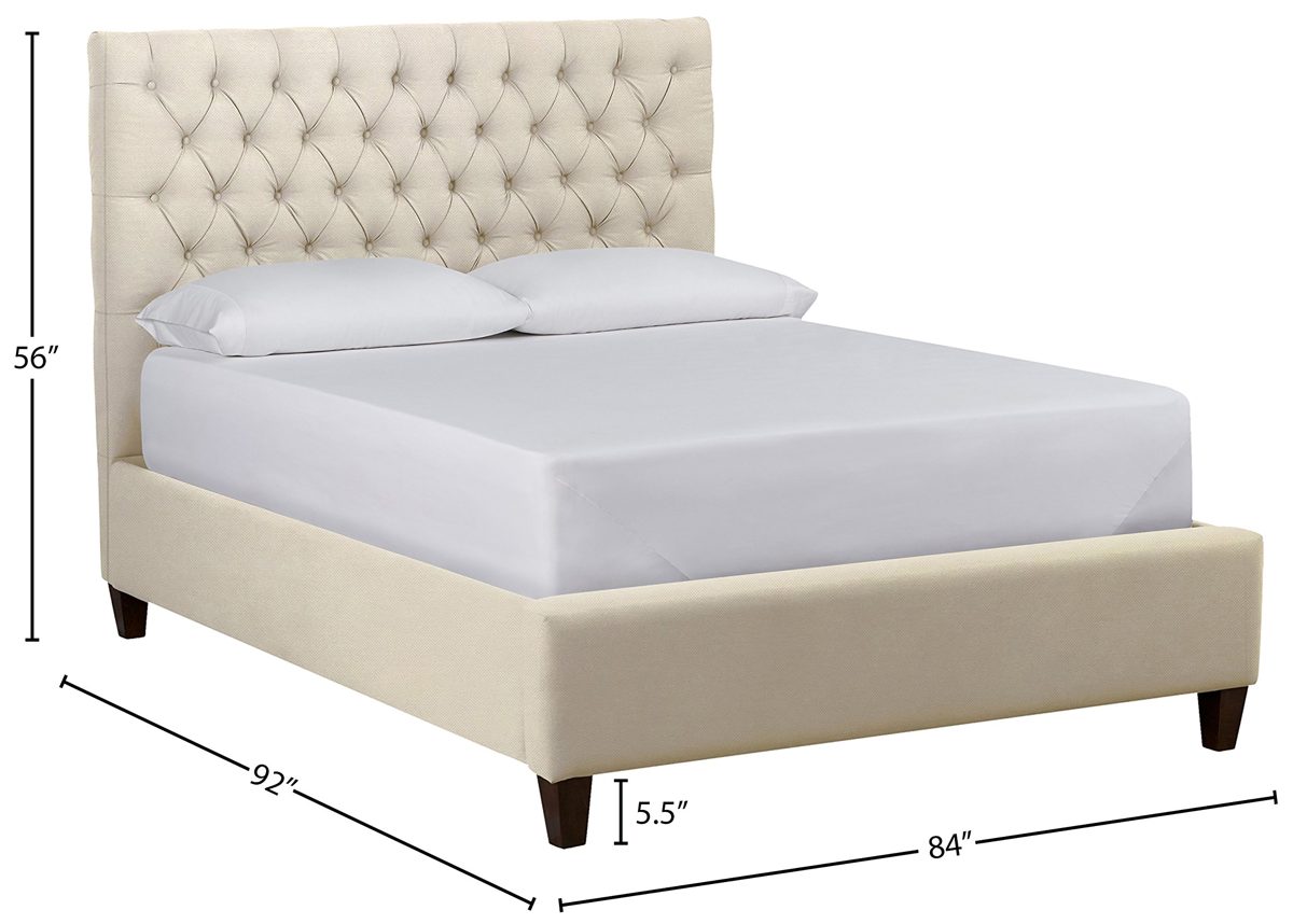 Amazon Brand – Stone & Beam Prudence Tufted King Bed, 84"W, Cream Herringbone