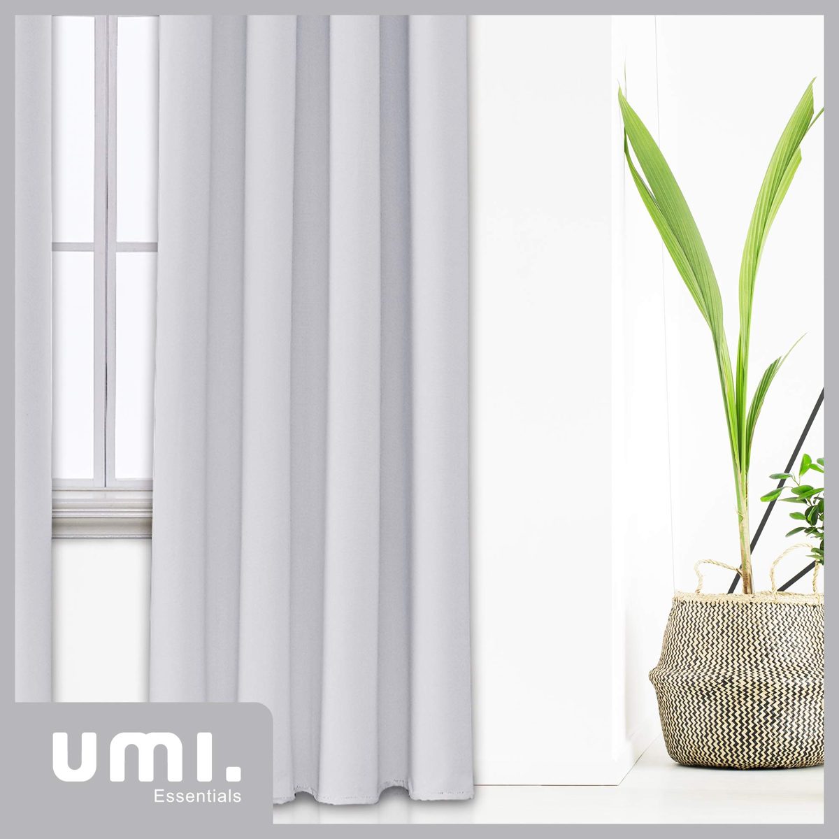 UMI by Amazon Eyelet Blackout Curtains Thermal Insulated Decorative Curtains 55 x 94 Inch Greyish White 2 Panels