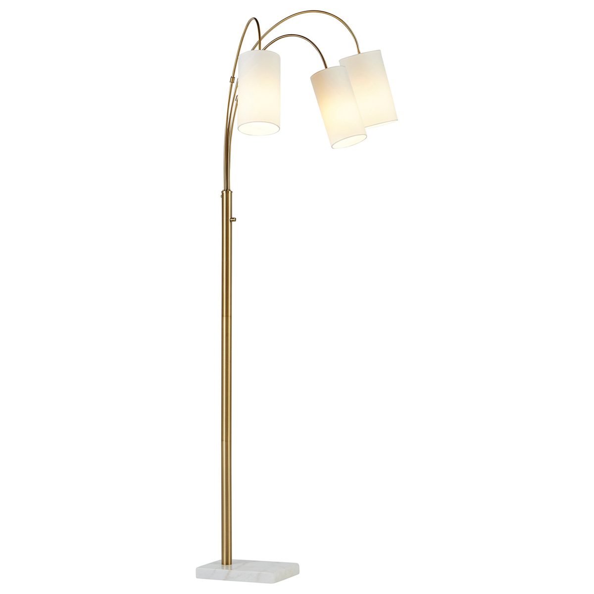 Rivet 3-Light Arc Floor Lamp, Marble and Brass, With Bulbs , 79" x 27" x 21"