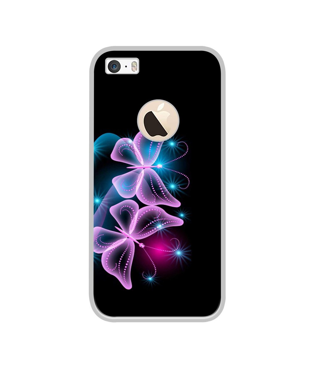 Amazon Brand - Solimo Designer Butterflies Neon Light UV Printed Soft Back Case Mobile Cover for Apple iPhone 5 / 5S