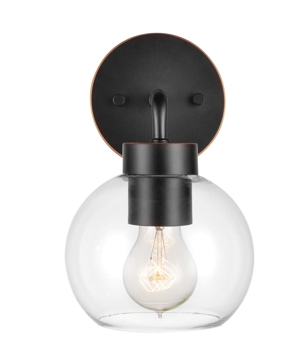 Amazon Brand - Ravenna Home Single-Light Outdoor Wall Sconce with Clear Glass Shade, Vintage Edison Bulb Included, 9.7"H, Oil-Rubbed Bronze