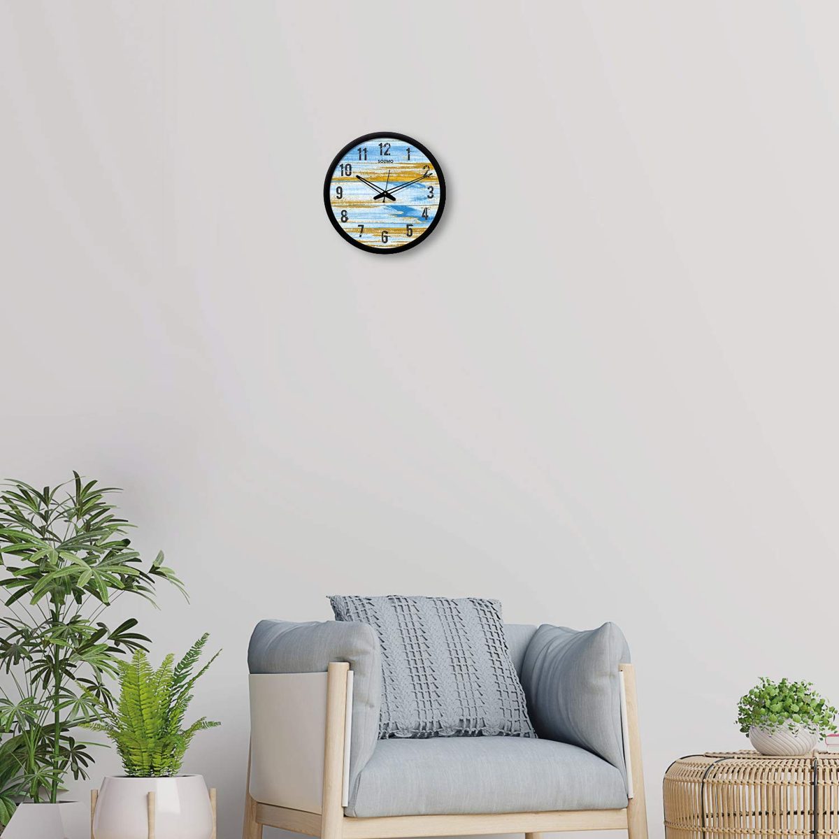 Amazon Brand - Solimo 12-inch Wall Clock - Desginer (Silent Movement, Black Frame), SC-1028