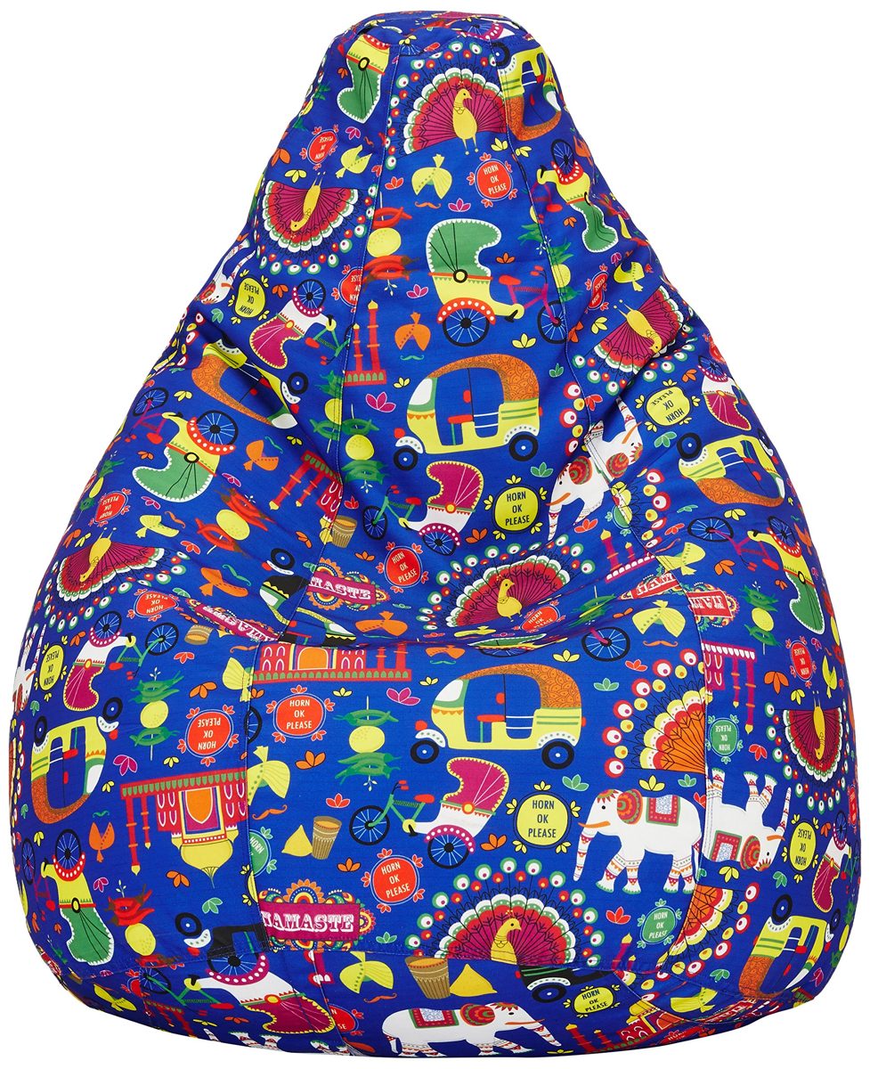 Amazon Brand - Solimo Summer Blues XXL Printed Bean Bag Cover Without Beans