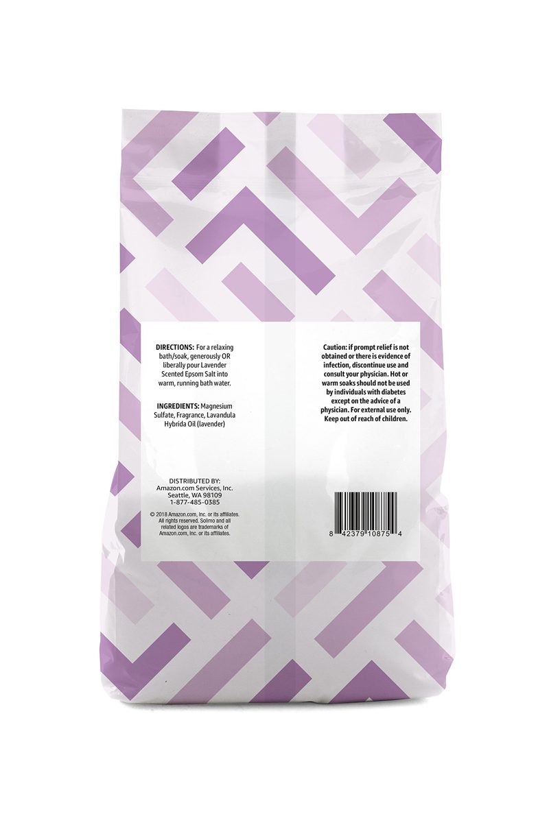 Amazon Brand - Solimo Epsom Salt Soaking Aid, Lavender Scented, 3 Pound