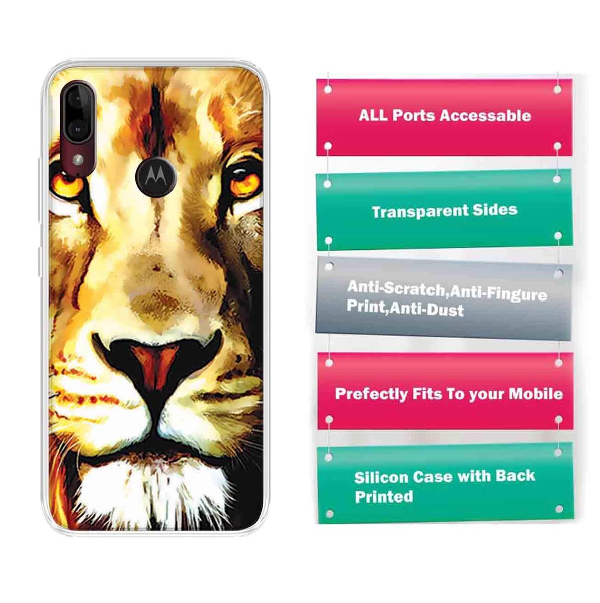 Amazon Brand - Solimo Designer Multicolor Lion Design Printed Soft Back Case Mobile Cover for Motorola Moto E6s / Motorola Moto E6 Plus