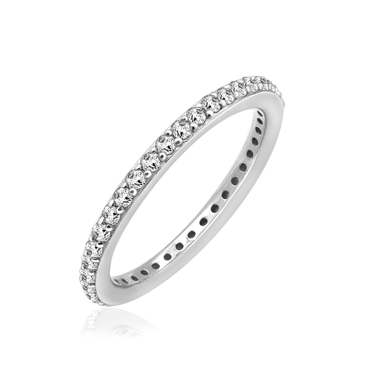 [Find] Amazon Collection roziumumekkisuta-ringusiruba- 1.5 mm Clear Round kattokyu-bikkuzirukoniaetanitexibandoringu, Size 14