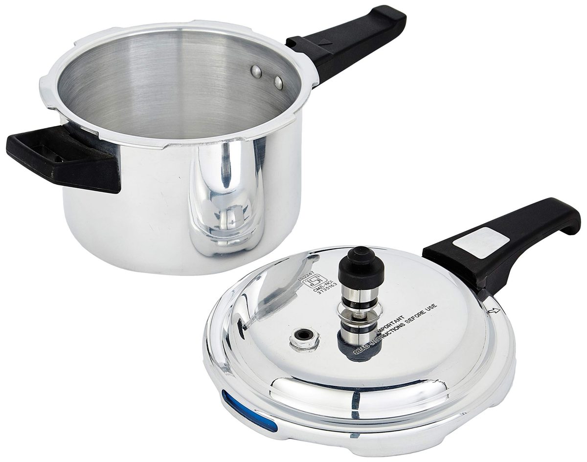 (Renewed) Amazon Brand - Solimo Aluminium Outer Lid Pressure Cooker (3L, ISI Certified, Gas Stove compatible)