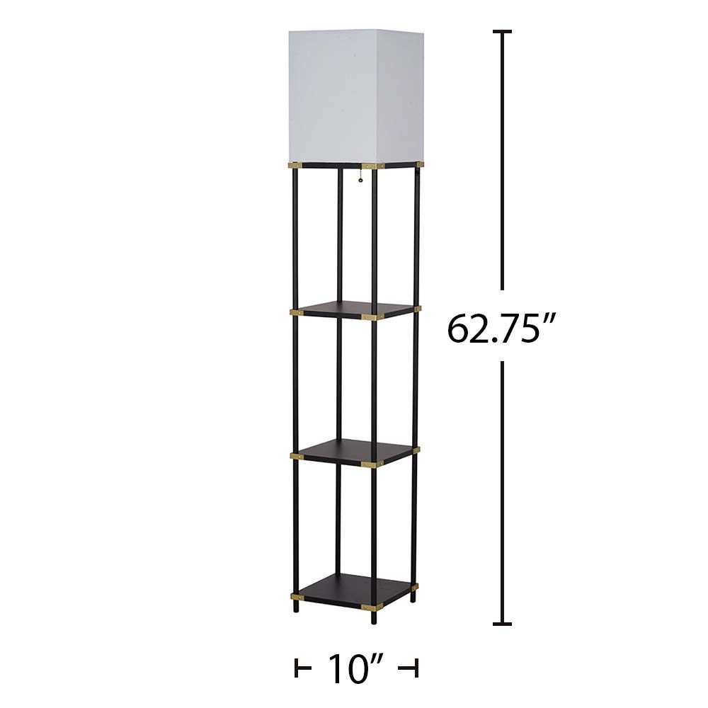 Amazon Brand – Ravenna Home Floor Lamp with Shelves, LED Light Bulb included, 62.75"H, Black