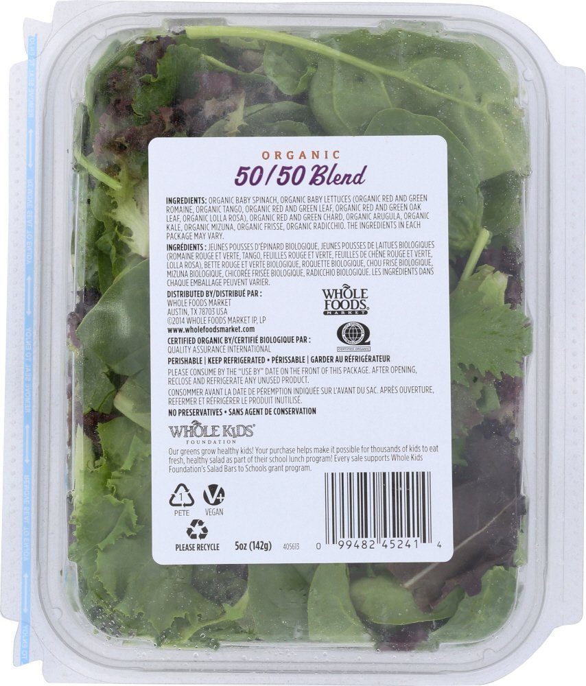 WHOLE FOODS MARKET Organic Spring Spinach Mix Clm 5Ozsld, 5 OZ