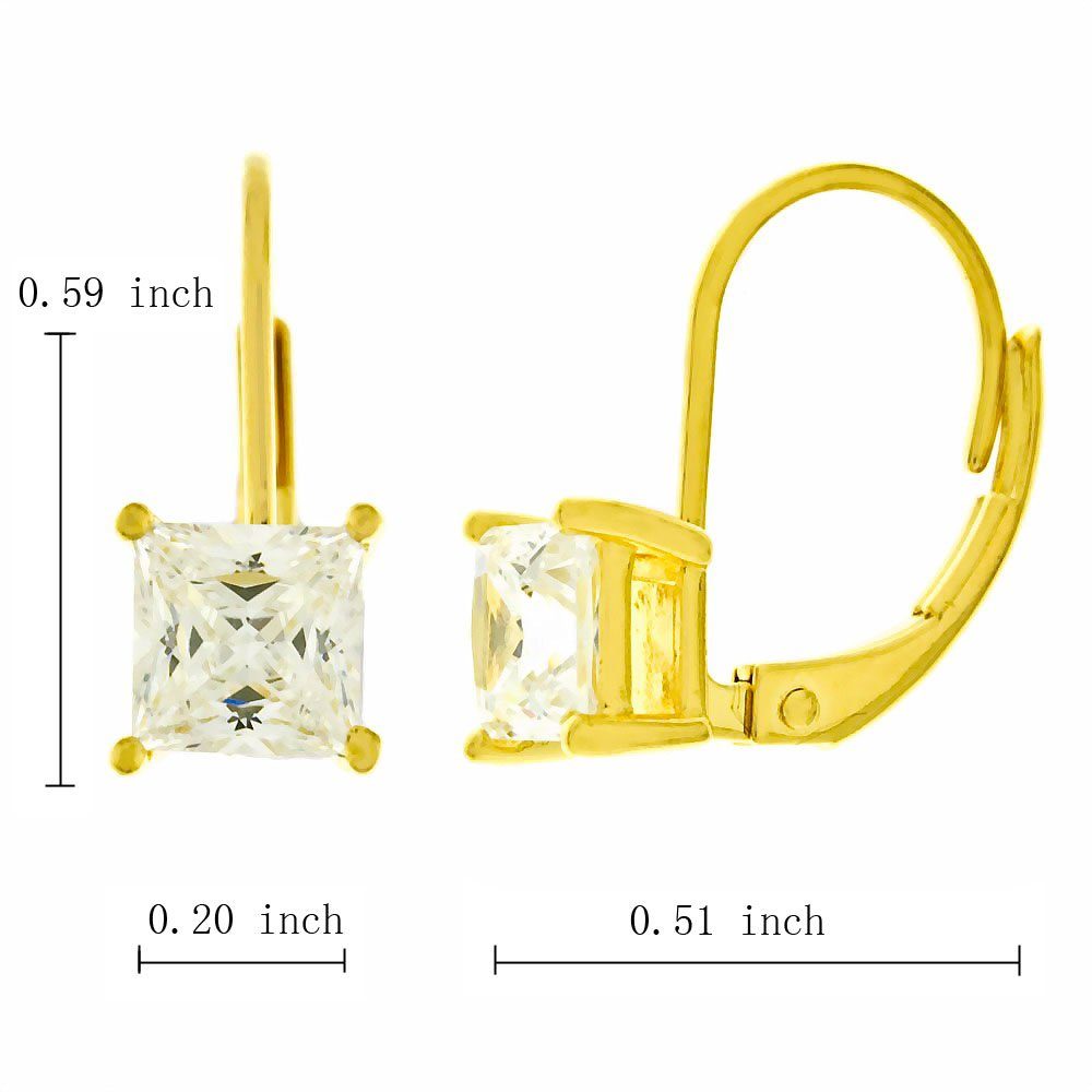 Plated Sterling Silver Princess-Cut Cubic Zirconia Earrings (1 cttw)