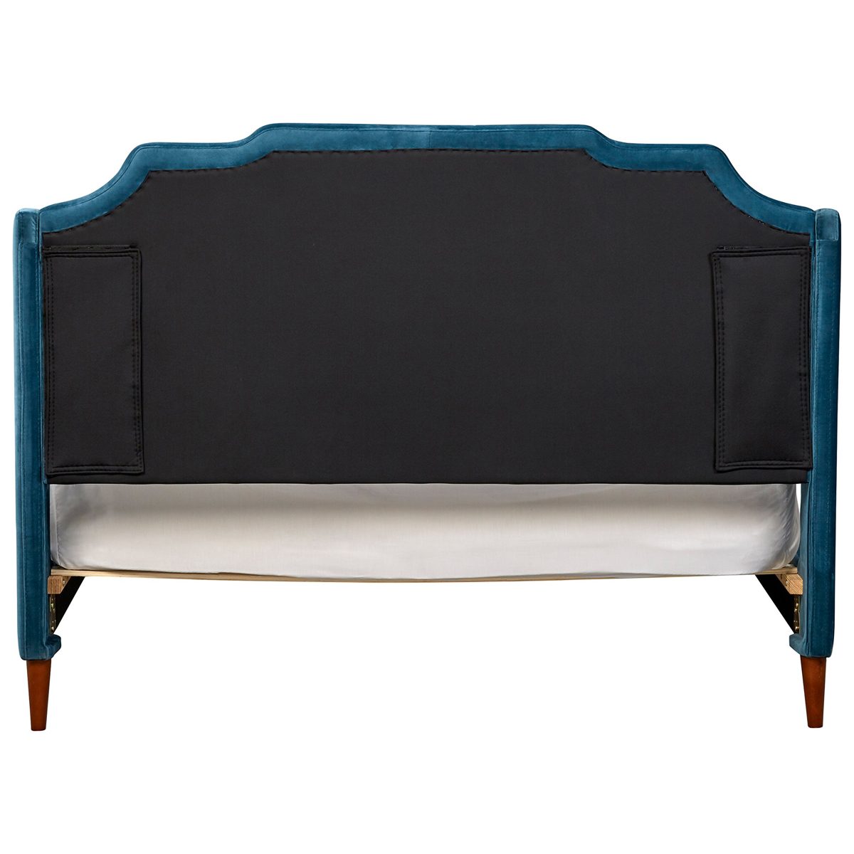 Rivet Gwyneth Mid-Century Velvet Bed Frame with Headboard