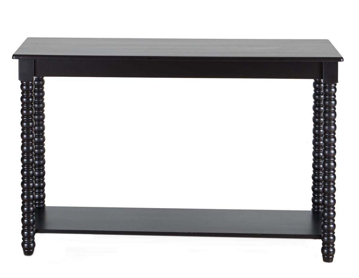 Amazon Brand – Ravenna Home Traditional Solid Pine End Table, 15.75"W, Black Finish