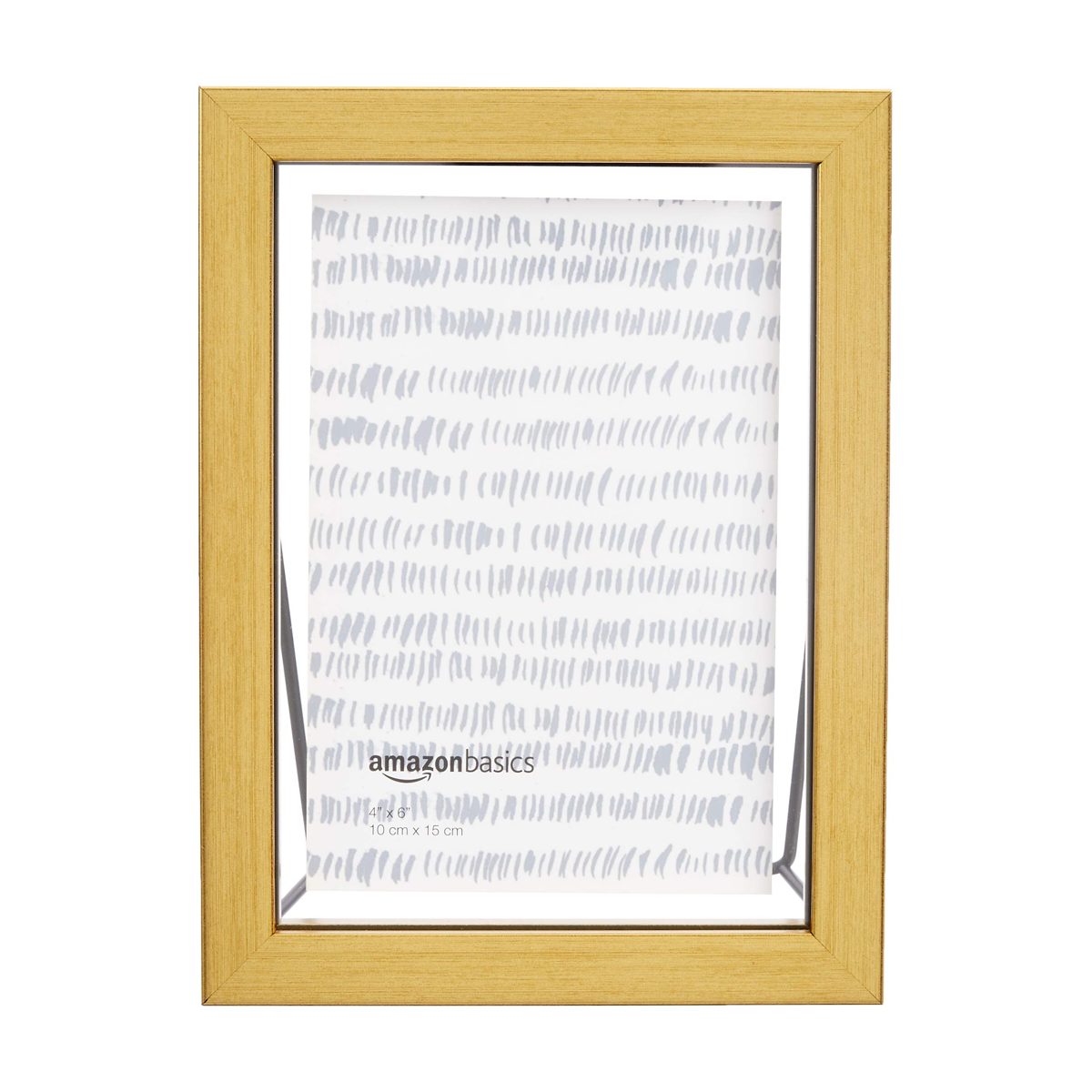 AmazonBasics Wedge Floating Photo Frame for 4 x 6 Inch Photos - Thick Frame, Brass