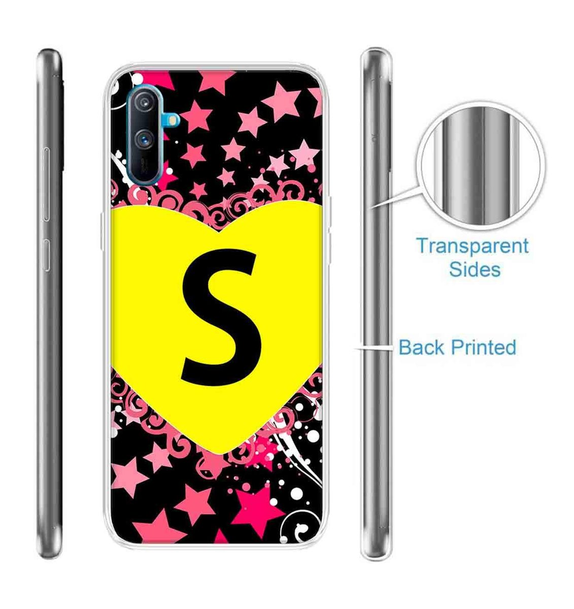 Amazon Brand - Solimo Designer Multicolor Heart Pattern Alphabet-S Printed Soft Back Case Mobile Cover for Realme C3