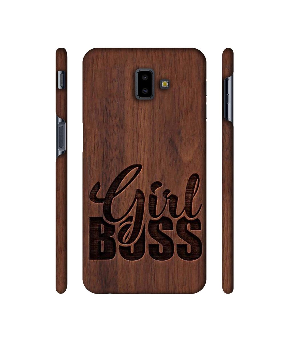 Amazon Brand - Solimo Designer Girl Boss On Wood 3D Printed Hard Back Case Mobile Cover for Samsung Galaxy J6 Plus
