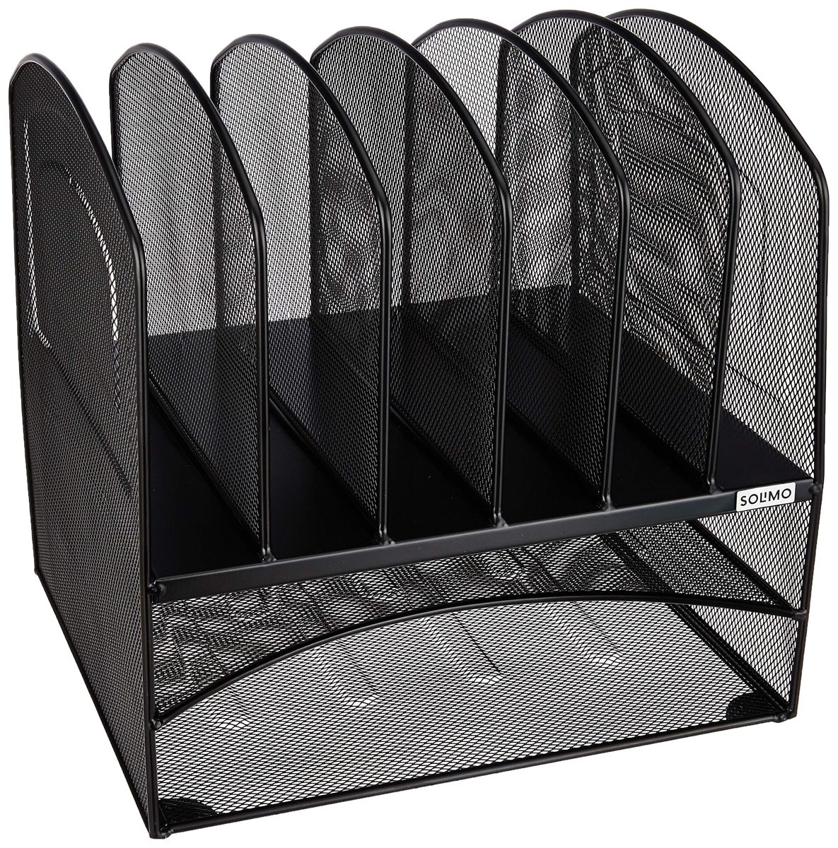 Amazon Brand - Solimo Mesh Desk Organizer with 2 Trays (Black)