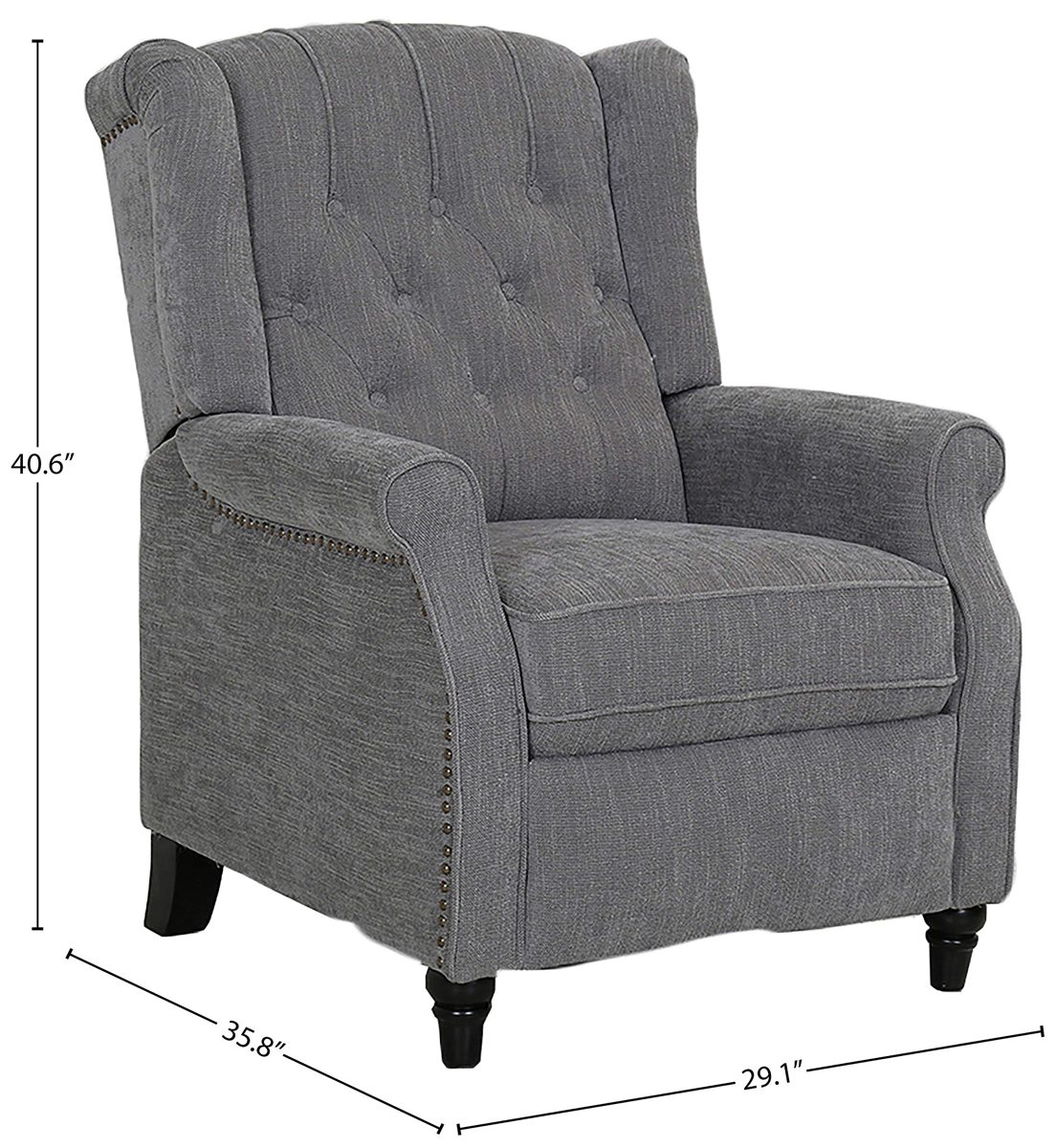 Amazon Brand – Ravenna Home Pritchard Classic Recliner, 29.1"W, Grey