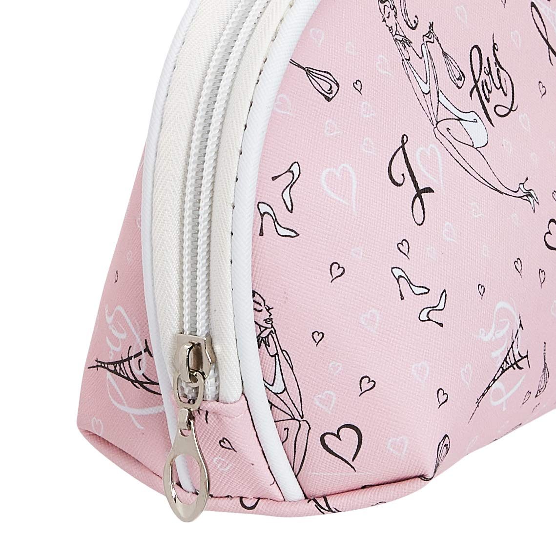 Amazon Brand - Solimo Cosmetic, Makeup & Toiletries Pouch (Paris; Pink)