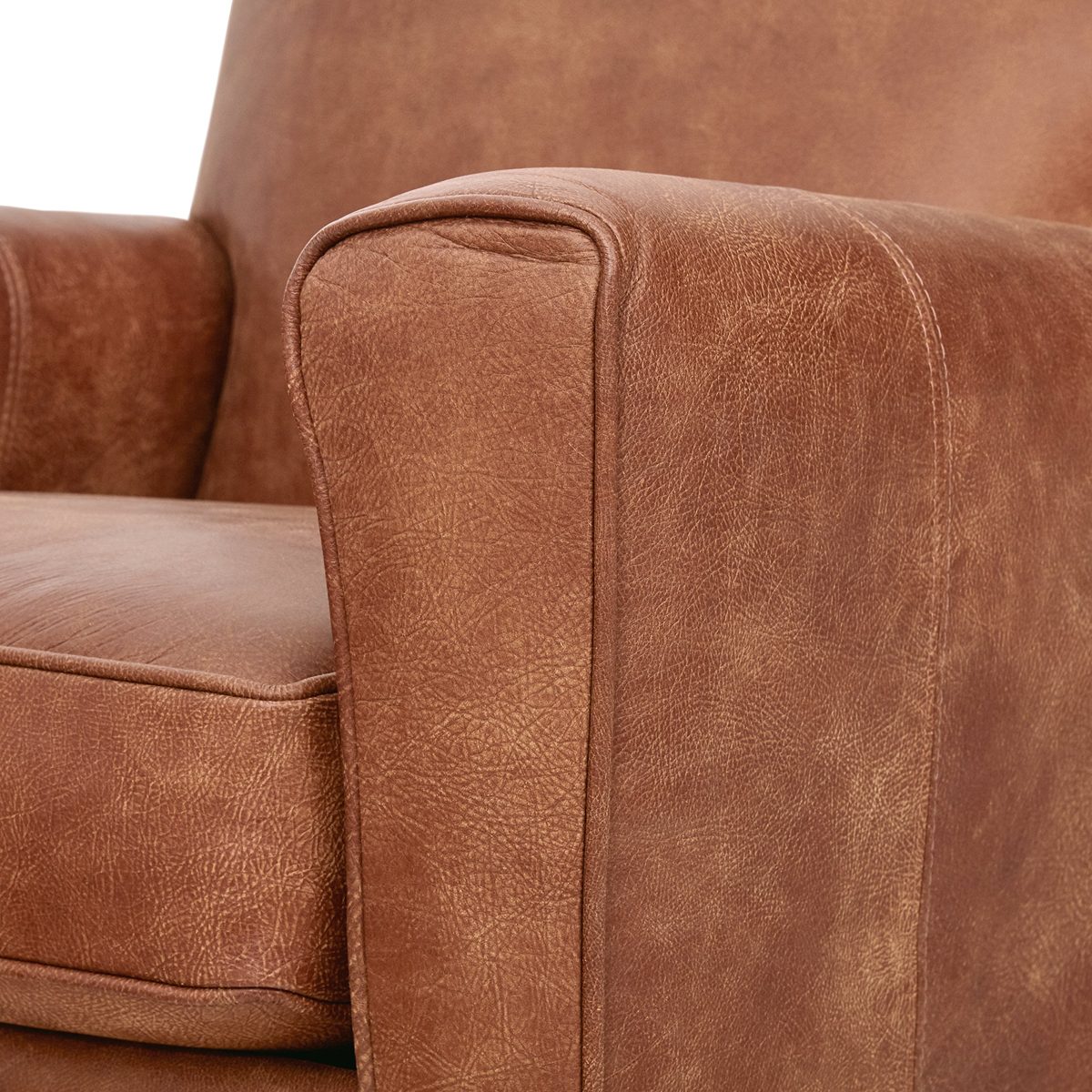 Amazon Brand – Rivet Lawson Mid-Century Modern Angled Leather Arm Chair, 33"W, Saddle Brown