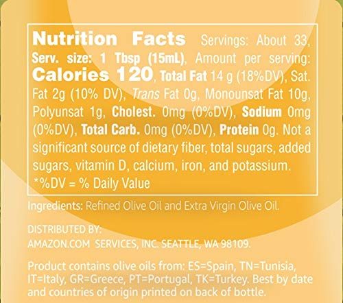 Amazon Brand - Solimo Olive Oil, Mediterranean Blend, 16.9 fl oz (500mL)
