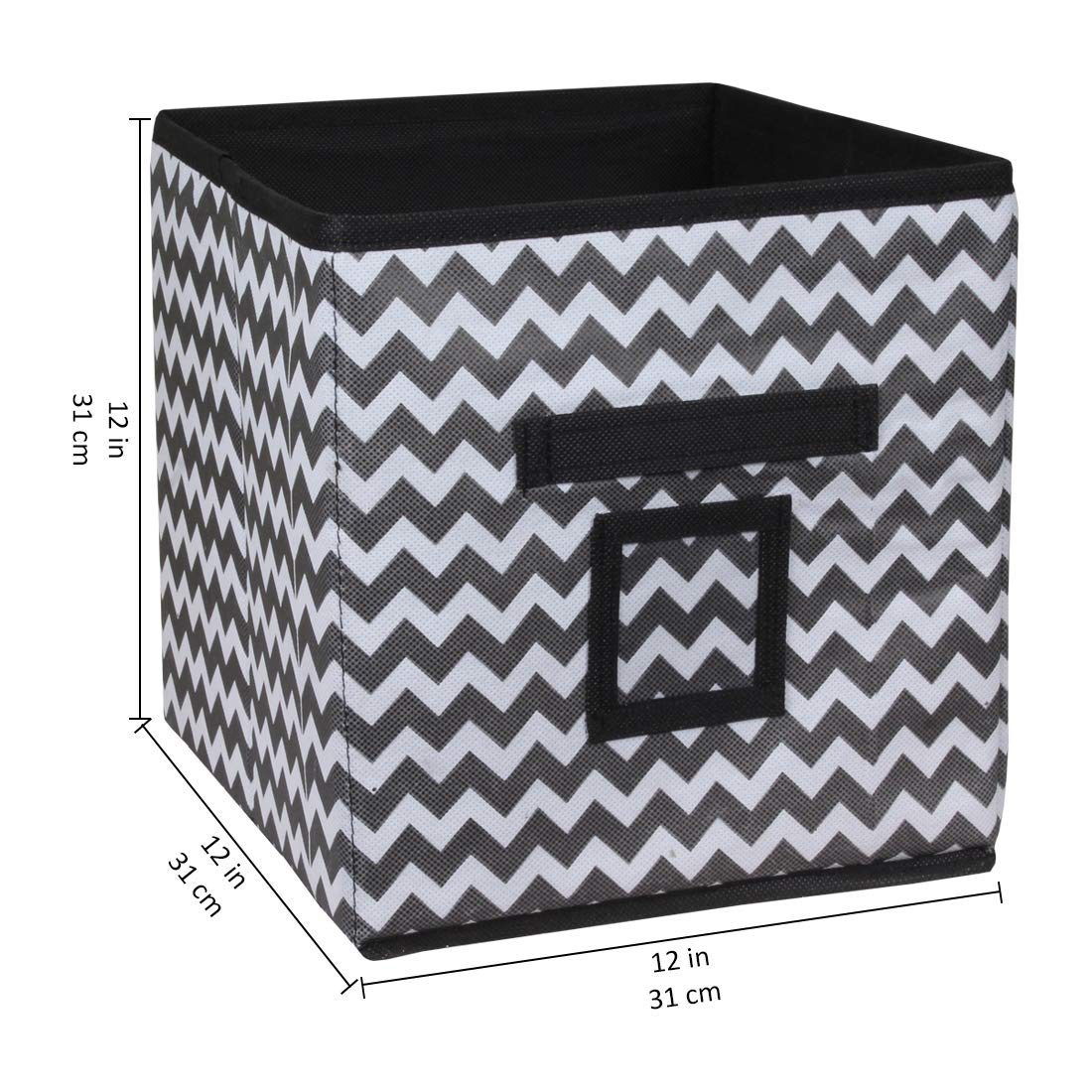 Amazon Brand - Solimo Printed Fabric Storage Box, Medium, Set of 1, Black