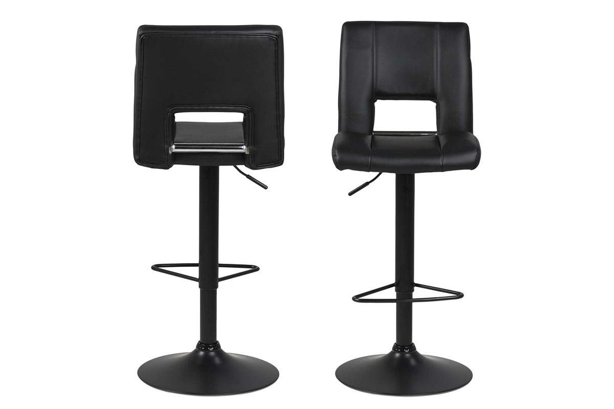 Brand of Amazon - Movian Sarnen - Set of 2 Bar Stools 52 x 41.5 x 115 cm Black PU Leather / Black Powder Coated Metal Base