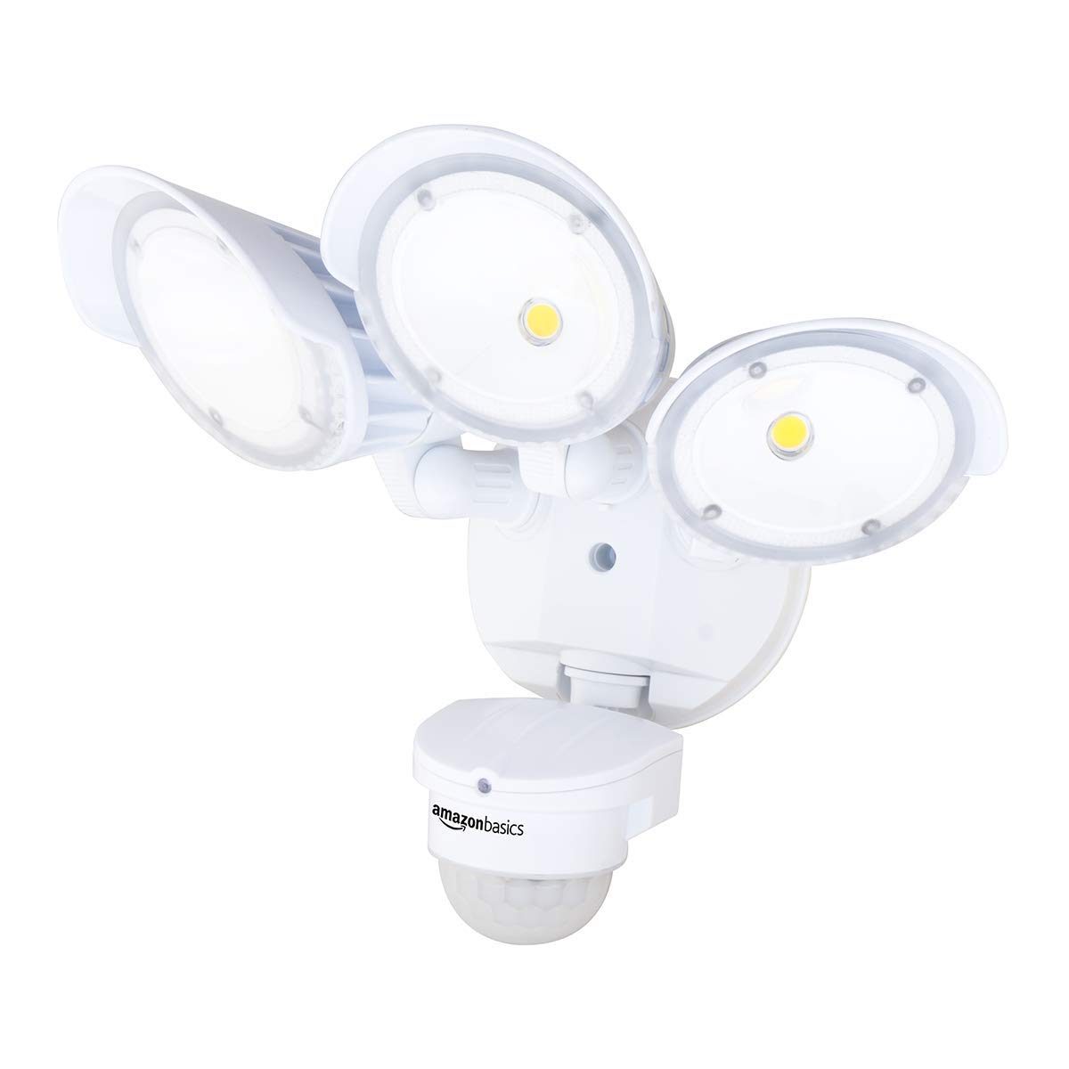 AmazonBasics 60W Waterproof LED Outdoor Motion Sensor Security Light with 3 Adjustable Heads, Up to 240° Detection Angle, 6000 Lumen, ETL Certified