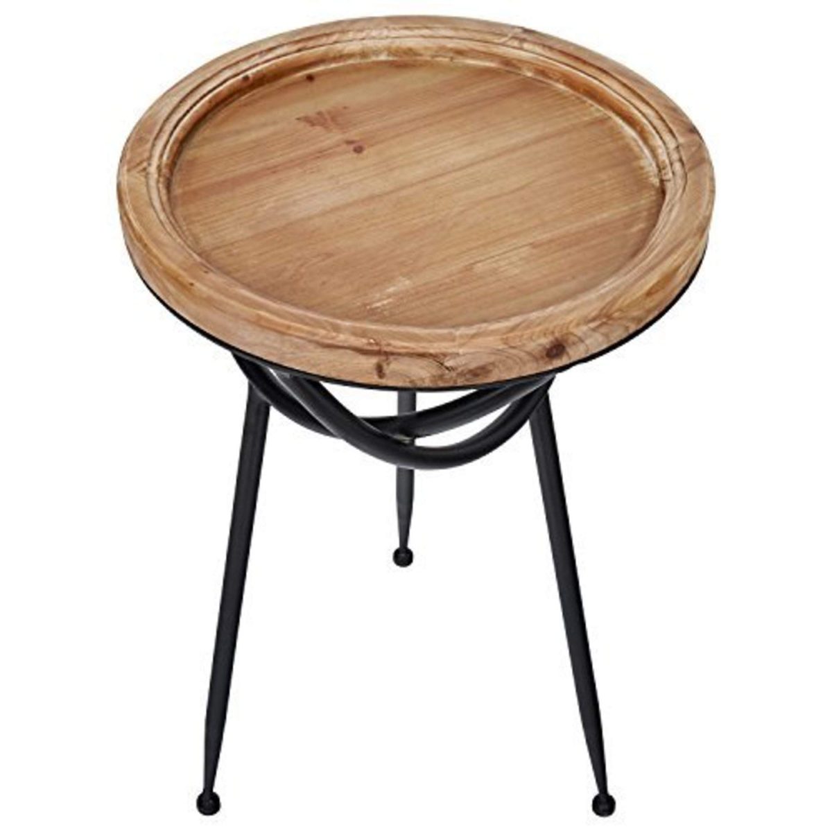 Amazon Brand – Stone & Beam Modern Rustic Wood and Metal Side End Table, 16.25" W, Natural