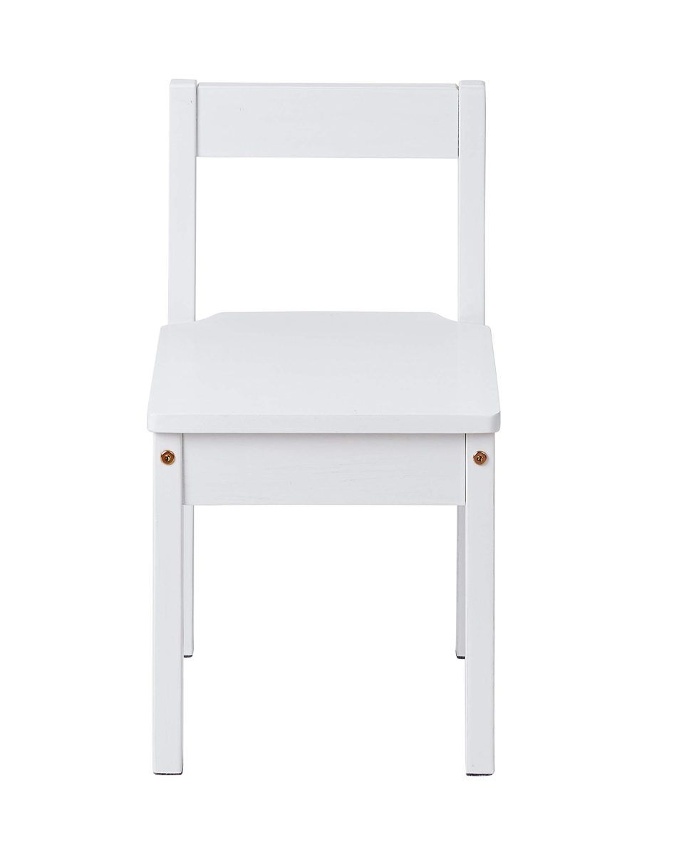 AmazonBasics Solid Wood Kiddie Table Set with Two Chairs, White