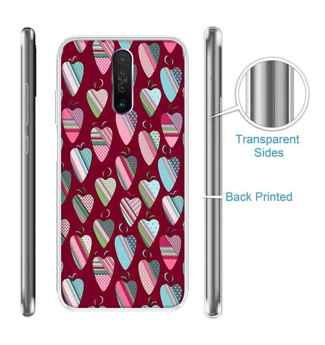 Amazon Brand - Solimo Designer Multicolor Heart Art Vectors Red Pattern Design Printed Soft Back Case Mobile Cover for Poco X2 / Xiaomi Redmi K30