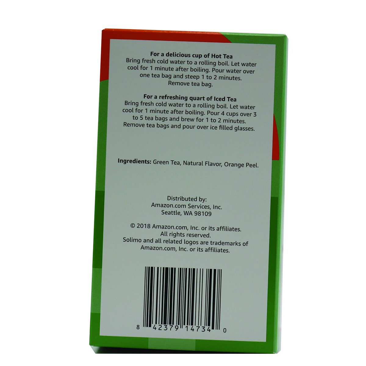 Amazon Brand - Solimo Citrus Green Tea Bags, 20 Count