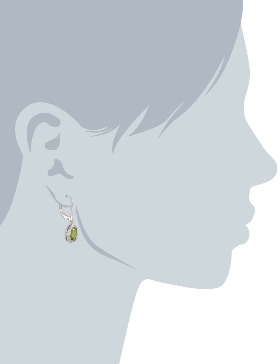 Oval Peridot Halo Leverback Earrings