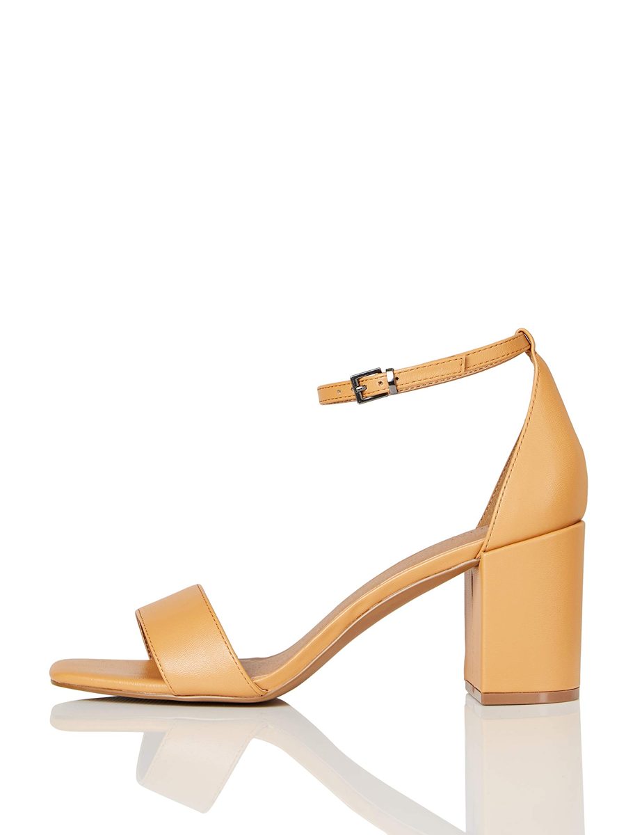 find. Women's High Block Heel Sandal, Brown (Tan), 5