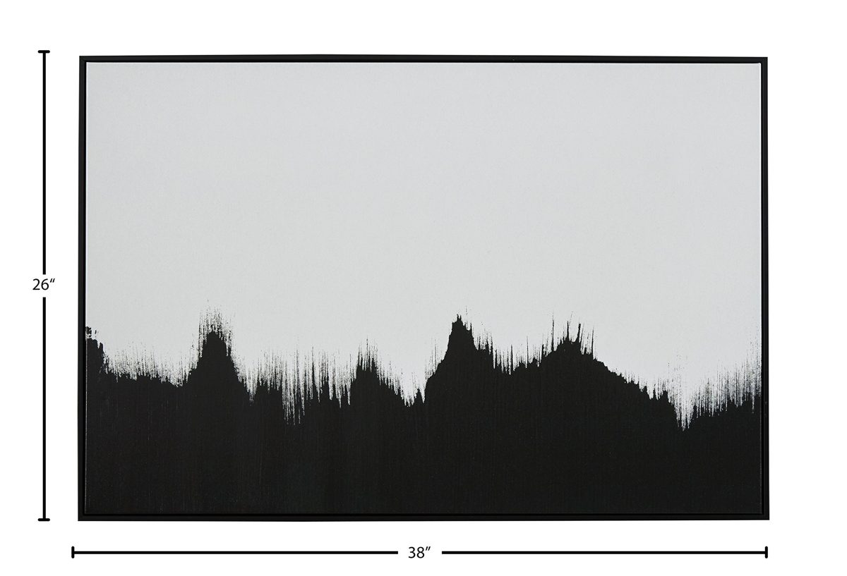 Amazon Brand – Rivet Abstract Black and White Wall Art Print of Tree Line in Black Frame, 36" x 24"