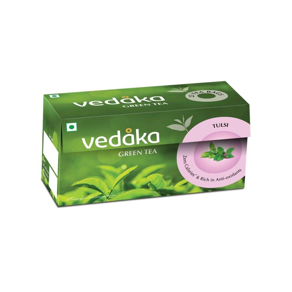 Amazon Brand - Vedaka Green Tea, Tulsi, 25 Tea Bags