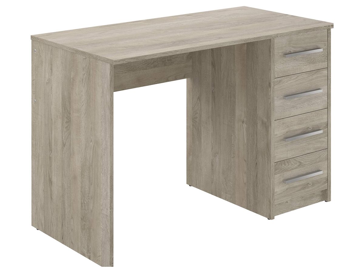 Amazon Brand - Movian Idro 4-Drawer Desk, 56 x 110 x 73cm, Light Brown/Oak Foil Finish