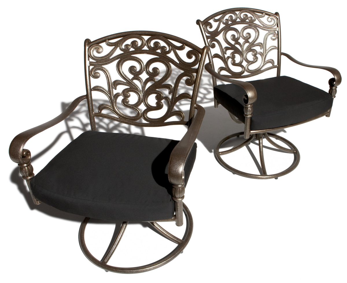 Strathwood St. Thomas Swivel Dining Arm Chair Sunbrella Acrylic Cushion, Set of 2, Solid Black