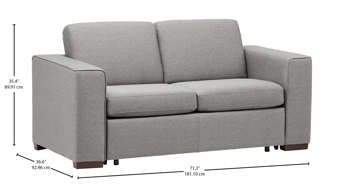Amazon Brand - Rivet Elliot Easy Pull-Out Sofa Bed, 87 x 181 x 90cm, Grey