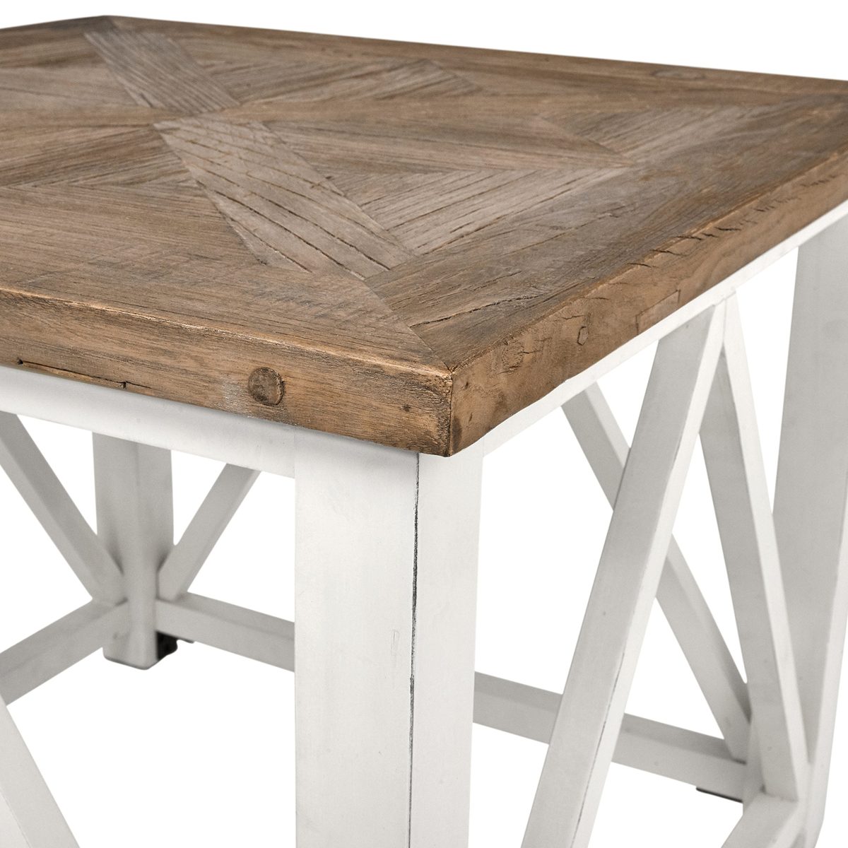 Amazon Brand – Stone & Beam Coastal Breeze Accent Side End Table, 27.5"W, Natural and White
