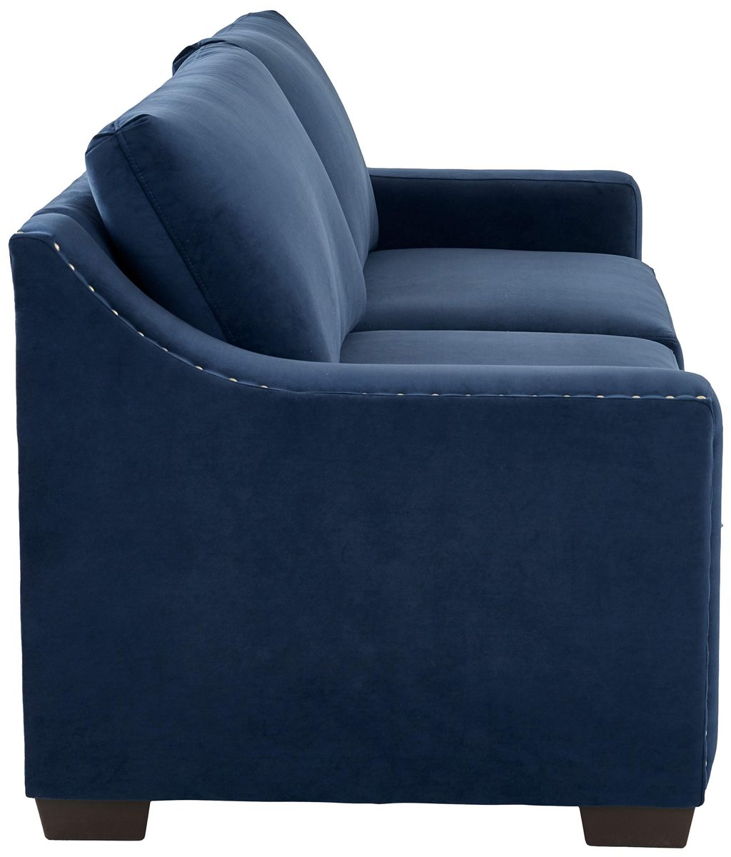Amazon Brand – Ravenna Home Mayes Sloped Nailhead Sofa, 87"W, Indigo