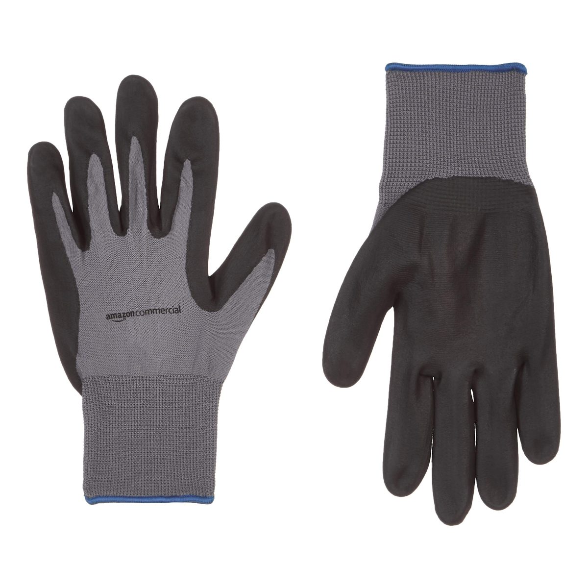 AmazonCommercial 13G Nylon & Foam Nitrile Gloves (Grey/Back), Size XL, 3 Pairs