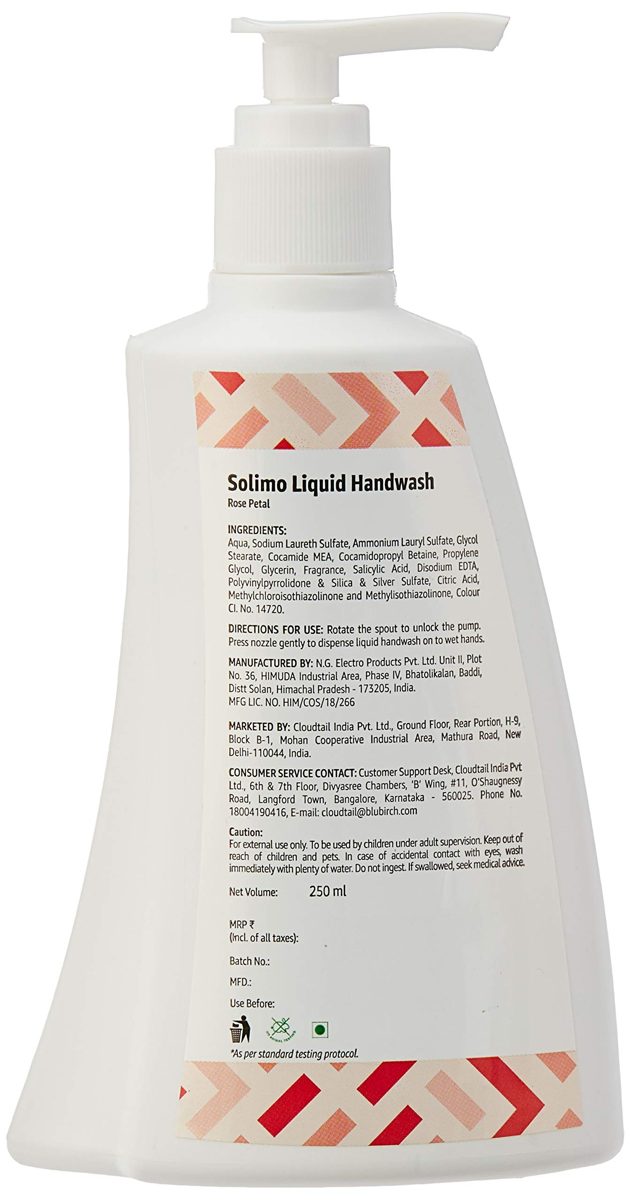Amazon Brand - Solimo Antibacterial Handwash Liquid, Rose - 250 ml (Pack of 2)