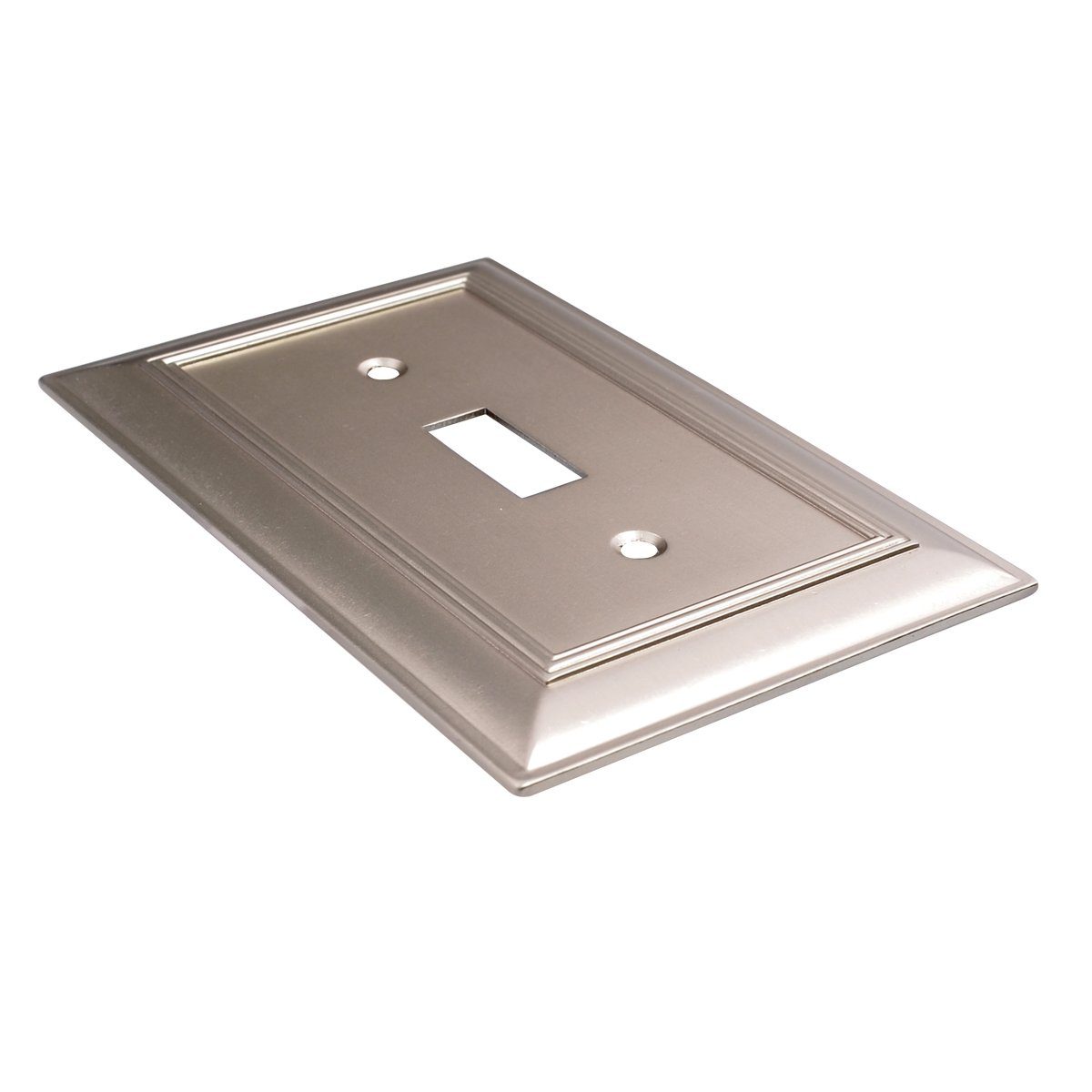 AmazonBasics Single Toggle Wall Plate, Satin Nickel, 3-Pack