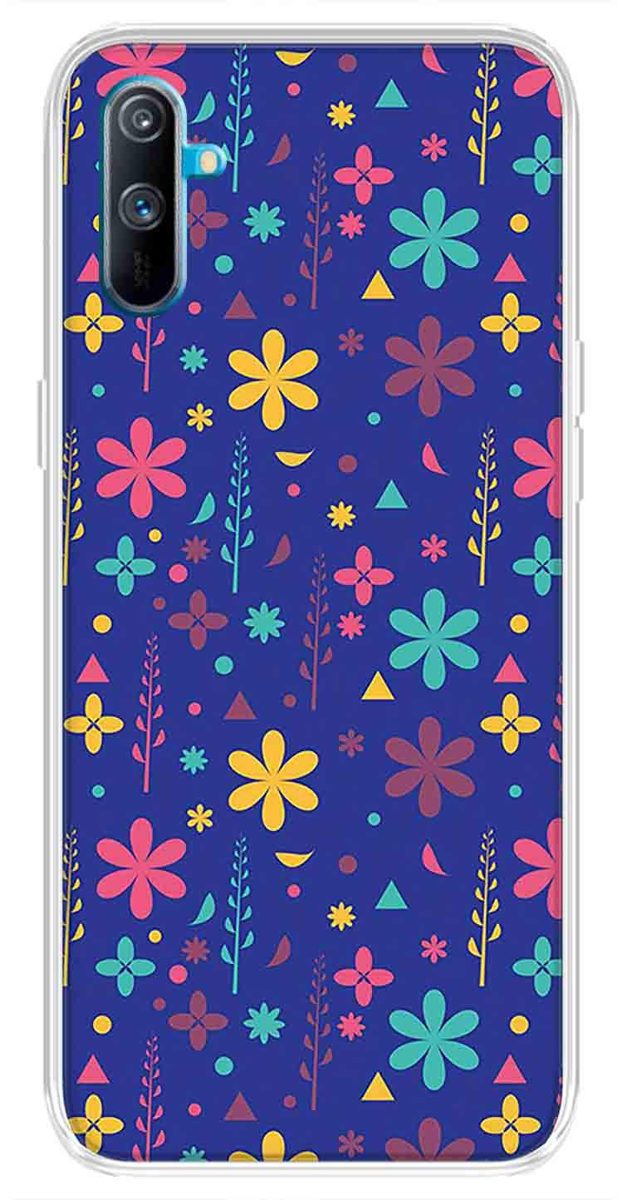 Amazon Brand - Solimo Designer Multicolor Floral Violet Abstract Printed Soft Back Case Mobile Cover for Realme C3