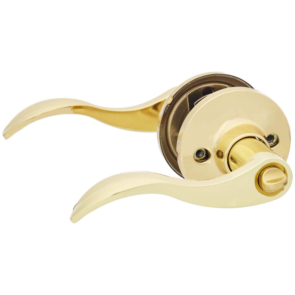 AmazonBasics Privacy Lever - Wave - Polished Brass
