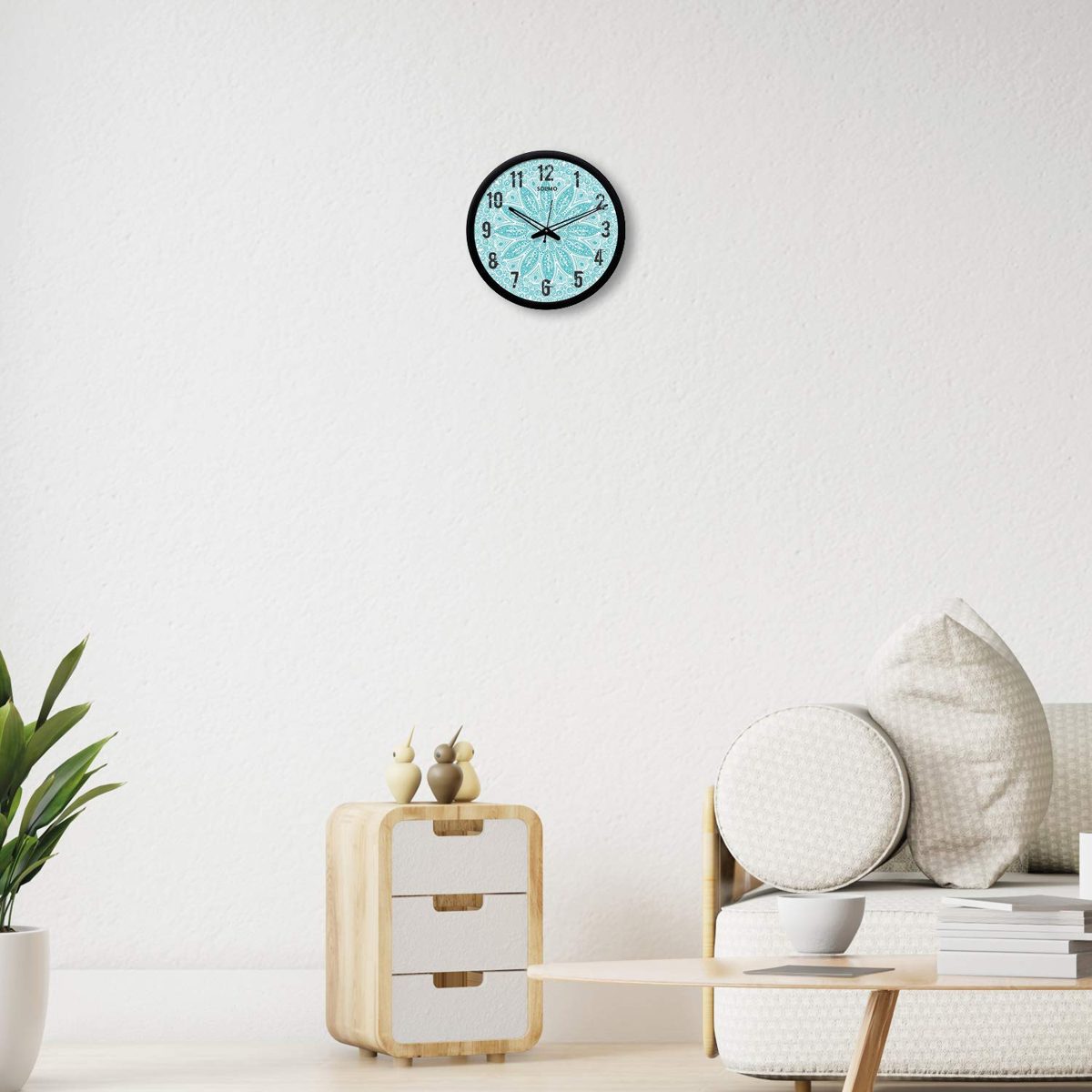 Amazon Brand - Solimo 12-inch Wall Clock - Desginer (Silent Movement, Black Frame), SC-1049