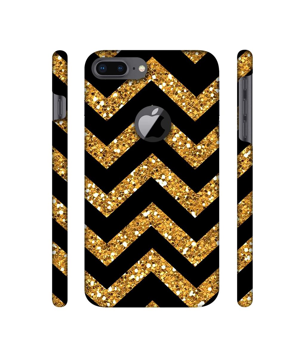 Amazon Brand - Solimo Designer Golden Zik Zak Pattern 3D Printed Hard Back Case Mobile Cover for Apple iPhone 8 Plus (with Logo Cut)