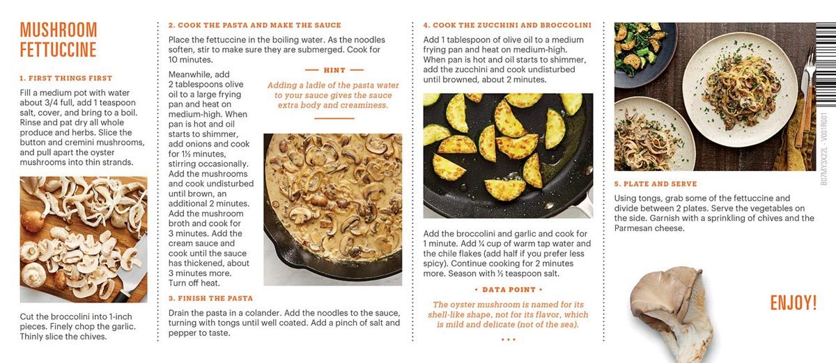 Amazon Meal Kits, Mushroom Fettuccine, Serves 2