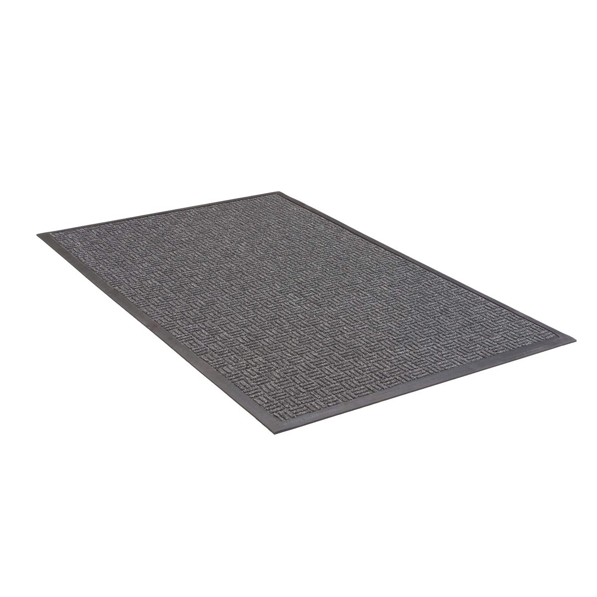 AmazonBasics Molded Carpet & Rubber Commercial Scraper Entrance Mat Parquet Pattern 3x5 Charcoal
