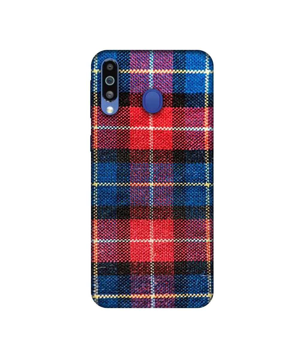 Amazon Brand - Solimo Designer Check Cloth 3D Printed Hard Back Case Mobile Cover for Samsung Galaxy M21